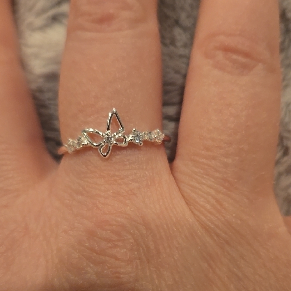 Sterling Silver Cubic Zirconia Butterfly Ring Brand New In Box